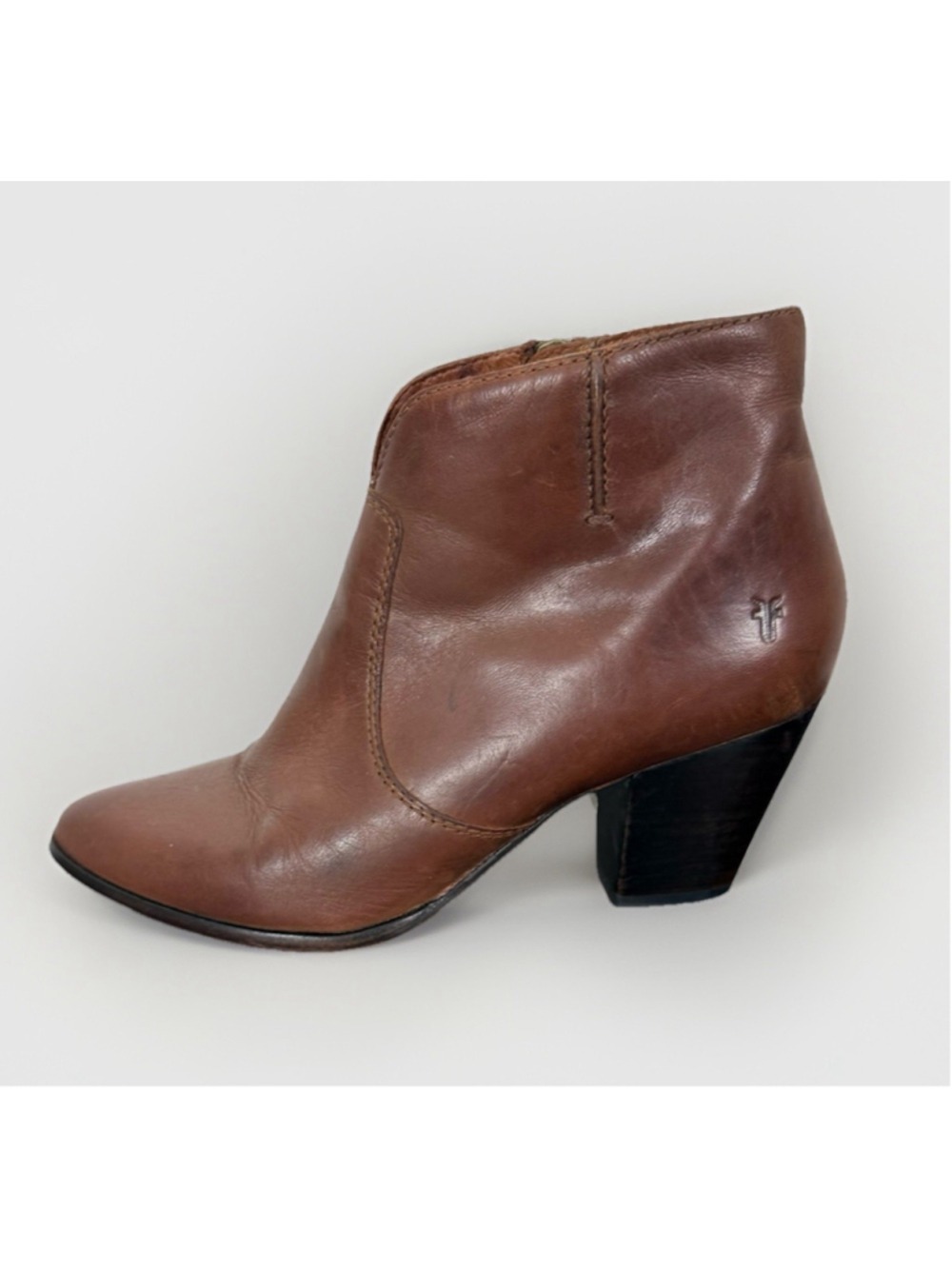Frye Jennifer Leather Heeled Bootie Boots Sz 7 Women Brown Cowboy Western Boho